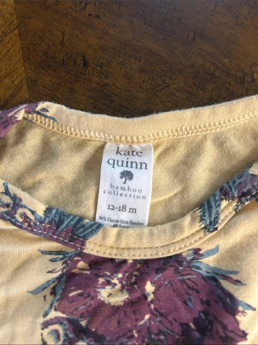 Kate Quinn Long Sleeve One-Piece  in Cream with Floral Print (12-18 mos) - Picture 2 of 2